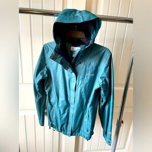 Teal Columbia raincoat. Size S
